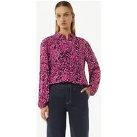 comma Langarmbluse Bluse Gemusterte Hemdbluse mit elastischen Bündchen