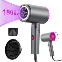 CkeyiN Haartrockner Negativ-Ionen Haartrockner leise Haarföhn 3 Heiz Klappföhn Reiseföhn, 1800,00 W, mit 2 magnetischen Stylingdüsen 2 Geschwindigkeiten Anti-Frizz klein