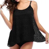 Badekönig Tankini Set für Damen in Schwarz im angesagten Netzmuster, Cup B/C
