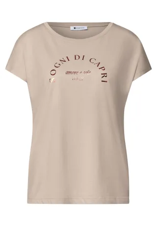 Street One - Dropped Shoulder Shirt mit Rundhals clay sand - Gr. - 42