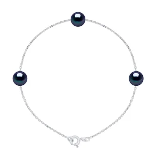 Armband 3 echte Süßwasser-Zuchtperlen rund 7-8 mm