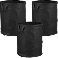 relaxdays Gartensack 3er Set Pop Up Laubsack 85 L schwarz