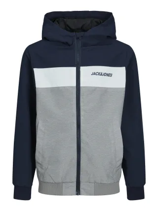 JACK&JONES - JJERUSH BLOCKING HOOD BOMBER NOOS JNR Navy Blazer - Gr. - 140