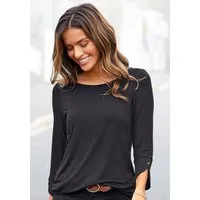Vivance 3/4-Arm-Shirt mit Manschetten und goldfarbenen Knöpfen aus luftigem Viskose-Stretch
