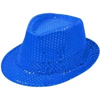 Party Factory Kostüm Pailletten-Hut blau Accessoire für Karneval oder Party, mit glitzernden Pailletten versehen