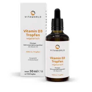 Vitaworld Vitamin D3 Tropfen 1.000 I.E. | 50 ml | hohe Bioverfügbarkeit | leicht dosierbar | Familienpackung