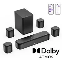 Ultimea Aura A60 Soundbar 7.1-Kanal Dolby Atmos (HDMI eARC, Bluetooth 5.3, 350 W, App-Steuerung, Mit 4 Surround-Lautsprechern & 1 verkabelter Subwoofer)