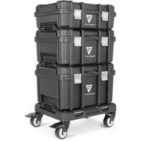 STAHLWERK Werkzeugbox Mobiler Werkzeugtrolley auf Rollplattform mit 3 Systemboxen Lenkrollen