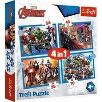 Trefl Puzzle 4in1 Puzzle, Marvel AVENGERS, von 35 bis 70 Teilen, 4 Sets, Puzzleteile