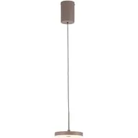 JUST LIGHT LED Pendelleuchte PLATA, 1-flammig, Sandbraun, Metall, Dimmfunktion, LED fest integriert, Extra-Warmweiß, Höhenverstellbar, Ø 15,2 x H 160 cm
