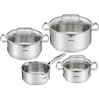 Tefal Topf-Set Duetto+ G719S7, Edelstahl 18/10 (Set, 7-tlg., Kochtopf mit Glasdeckel 16/20/24 cm, Stielkasserolle 16 cm), hochwertiger Edelstahl, hochglanzpoliert, Glasdeckel mit Siebfunktion