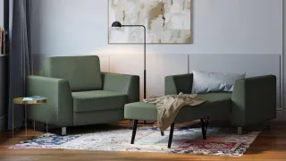 BRUNO Schlafsessel 70cm in Grün | praktische Größe | stabiles Massivholz & Boxspringkomfort