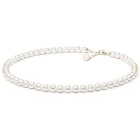 Gaura Pearls Perlenkette weiß, rund, 9 mm, 45-48 cm, 585 Gelbgold plat.