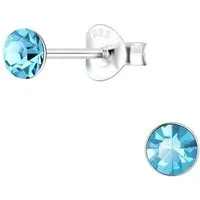 ALEXANDER YORK Paar Ohrstecker KRISTALL 4 mm aqua, 2-tlg., 925 Sterling Silber