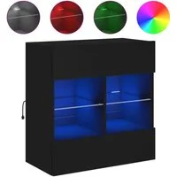 vidaXL TV-Wand TV-Wandschrank mit LED-Leuchten Schwarz 58,5x30x60,5 cm, (1-St)