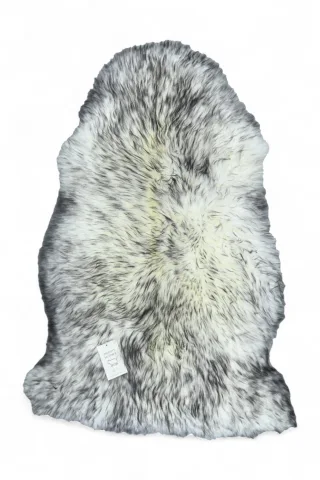 Echter schwarzer Wolfsspitzen-Schaffell-Teppich, natürlich, seidig, weich und flauschig, echte Wolle