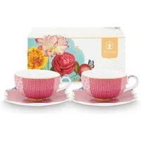 PiP Studio Geschirr Pip Studio 2er Set Espressotasse & Untertasse Royal, Pink