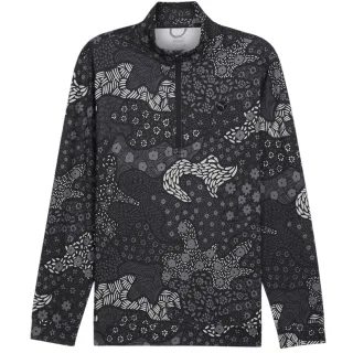Puma - T-Shirt für Herren, mit kurzem Reißverschluss (Schwarz/Schiefer)