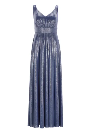 SWING - Abendkleid aus foliertem Jersey mit Beinschlitz future blue - Gr. - 44
