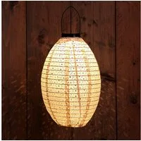 Spetebo LED Lampion Solar Textil Laterne Garten Deko Beleuchtung, Einschaltautomatik, LED fest integriert, warm weiß, Solar betrieben