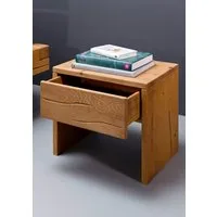 Woodroom Nachtkonsole Ypern (49 × 45 × 35 cm), Nachtkommode passend zur Bettserie, Kiefer eichefarbig geölt