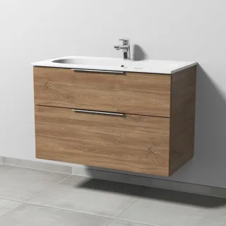 Sanipa 3way Waschtischunterbau zu Geberit Acanto Slim Waschtisch mit 2 Auszügen, Eiche-Kansas UM41259