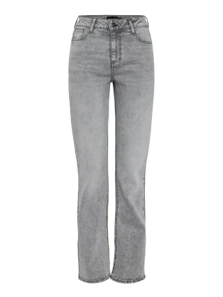 PIECES - PCKELLY MW STRAIGHT JEANS LG NOOS BC Light Grey Denim - Gr. - 30/32