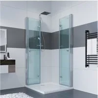 IMPTS Eckdusche Duschkabine Faltbar Falttürkabine, BxT: 70x70 cm, Sicherheitsglas, Duschkabine Eckeinstieg Duschabtrennung, 180º doppelt Falttüren, doppelt Falttüren, Ohne Duschwanne