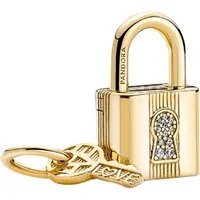 Pandora Charm Schlüssel SHINE-760088C01, Schloss, Schlüssel, Vergoldet, Zirkonia