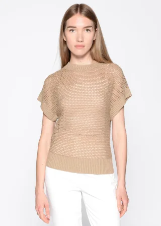 IN LINEA - Pullover, Ajour taupe - Gr. - 42