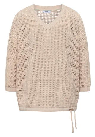 CECIL - Kurzarm Pullover im Crochet-Look pearl beige - Gr. - XS