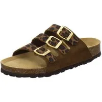 AFS-Schuhe 213393 Dreischnaller Pantolette für Damen mit Fußbett, bequeme Sandalen aus Leder