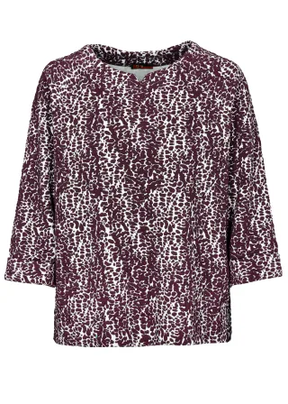 CLARINA - Rdh.-Sweatshirt, 3/4 Arm aubergine combo - Gr. - 40