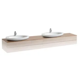 LAUFEN Alessi One Möbeldeckplatte H4246040976301 2400x12x500mm, Ausschnitt r. & l., Noce Conaletto