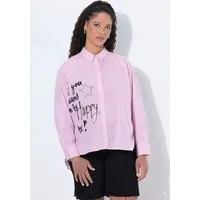 Angel of Style Hemdbluse Streifenbluse oversized Schriftzug