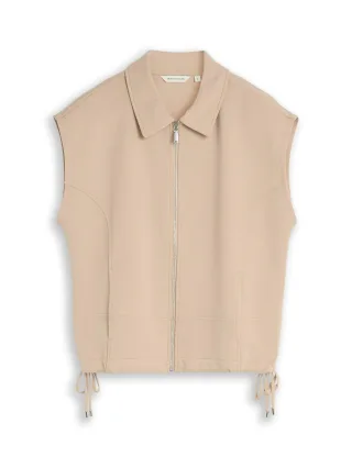 Tom Tailor - Loose Fit Sweatweste mit Kragen gravel beige - Gr. - S