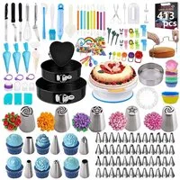 KINSI Spritzbeutel 413-teiliges Backset für Kuchen,Spritzbeutel,Torten Dekorationsset (Komplett - Set) Vielseitiges Set