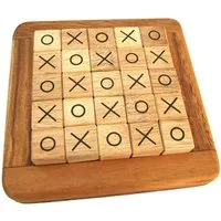 LOGOPLAY Spiel Tic-Tac-Toe, Gesellschaftsspiel, Tic Tac Toe aus Holz Strategiespiel für 2 Spieler mit X/O-Steinen im