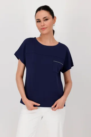 monari - Sweatshirt mit Brusttasche navy blue - Gr. - 36