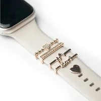 ARTVALL Smartwatch-Armband Apple Watch Charms Set 38/40/41mm & 42/44/45/49mm, Uhrenarmband Charms Love mit Herzen & Strasssteinen Rosegold