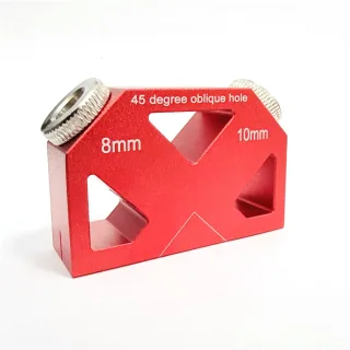 45° Angle Drill Guide Jig Aluminum Alloy Dowel Jig 45° Oblique Hole Drilling Positioner 8mm 10mm Pocket Drilling Hole Lo