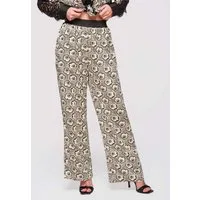 OMBRE Palazzohose Damen Palazzo-Hose Weites Bein Allover-Druck Beige M/L (kein Set, 1-tlg) Allover-Druck