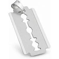 unbespielt Kettenanhänger Anhänger Rasierklinge matt-glänzend 925 Silber 30 x 15 mm, Silberschmuck für Damen und Herren
