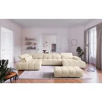 COTTA Wohnlandschaft Orion U-Form, B: 409 cm, mit Kopfteilverstellung & 6 Nierenkissen