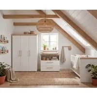 roba® Babyzimmer-Komplettset Jimmy - 3-teiliges Komplettzimmer - MADE IN EUROPE, (Set, Babybett 70 x 140 cm, Wickelkommode Schublade & Fach, Kleiderschrank), aus Holz - Klassisches Design - moderne Farben - Kinderzimmer Set