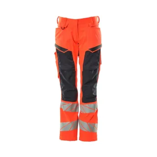 MASCOT Damen Hose mit Knietaschen ACCELERATE SAFE Hi-vis Rot / Schwarzblau 42 - 19578-236-22210-82C42