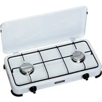 Campart Gaskocher FireFriend KO-6382 Gas-Campingkocher – 2 Brenner – 2 x 1500 Watt – Wei, 2 Brenner - Totale Leistung: 3 kW