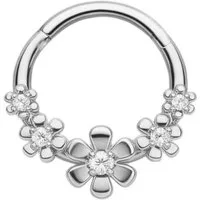 Taffstyle Nasenpiercing Septum Nasen Piercing Clicker Segment Ring Scharnier Kristall Blumen (Universal Piercing mit Kristall Blumen Design aus Chirurgenstahl für Helix Tragus Daith Rook und Septum)
