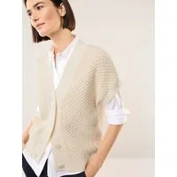 Walbusch Strickweste Damen Strickweste Waffelstruktur V-Ausschnitt, modern