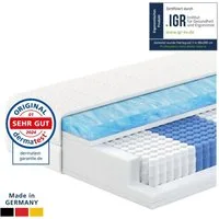 Taschenfederkernmatratze 1000 Federn, 7-Zonen Federkernmatratze, Memory Foam Gelschaum-Matratze, AM Qualitätsmatratzen, 24 cm hoch, 90x200 cm